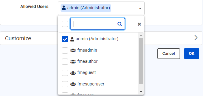 Selecting the Allowed Users